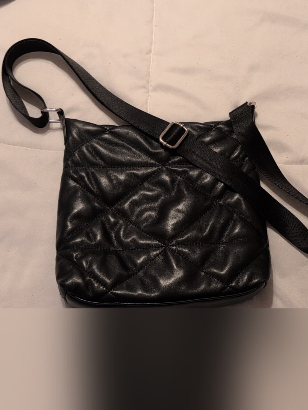 Roots Quilted Crossbody Sling Bag - Black